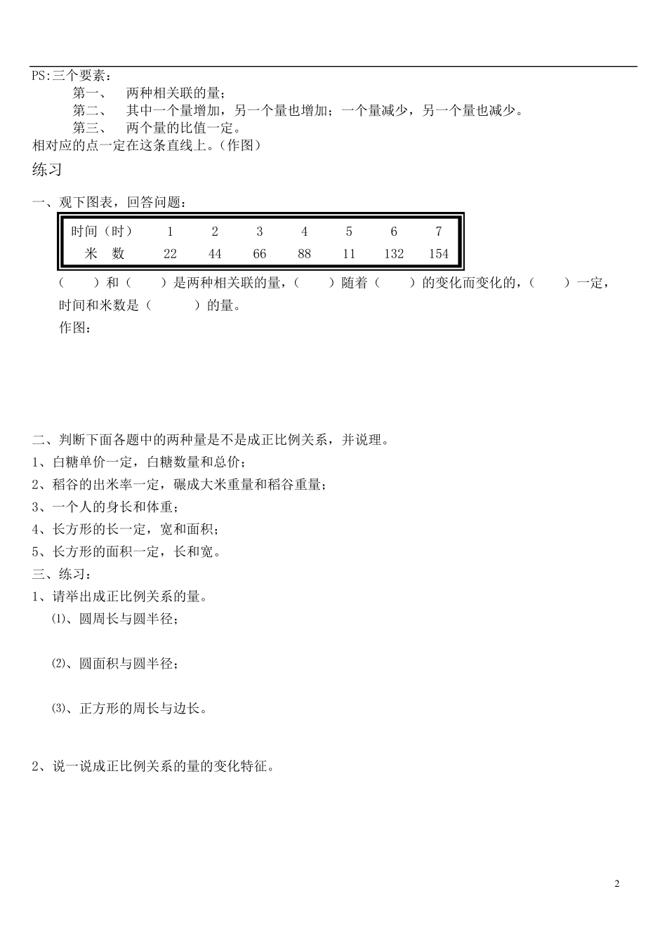六年级数学正比例和反比例的意义性质+练习+总结_第2页