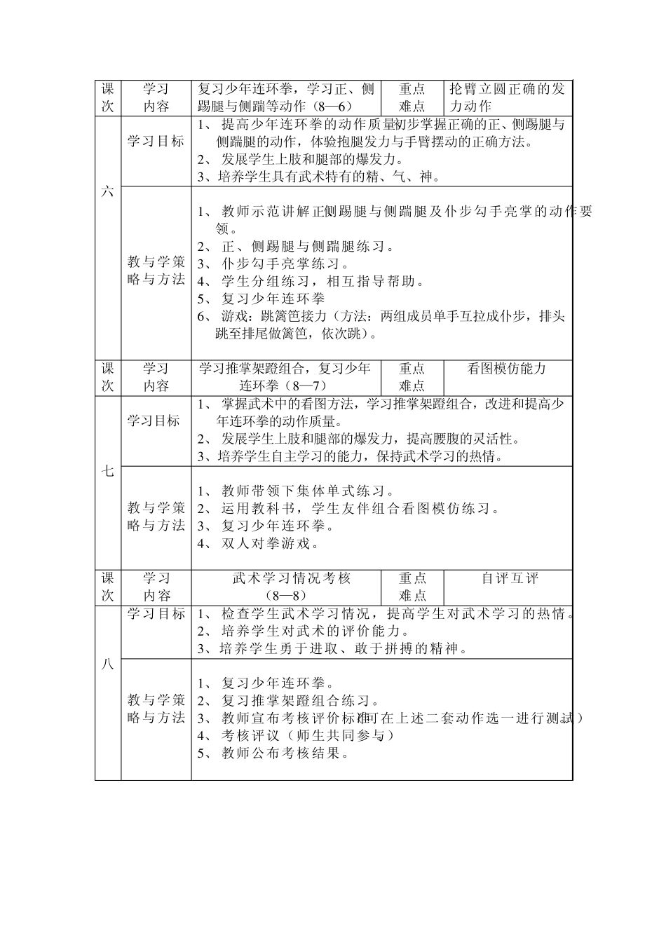 六年级武术单元计划_第3页