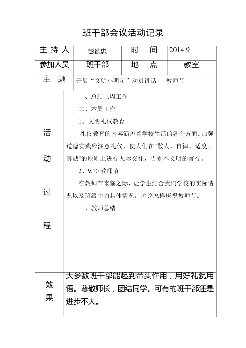 六年级班干部会议记录_第2页