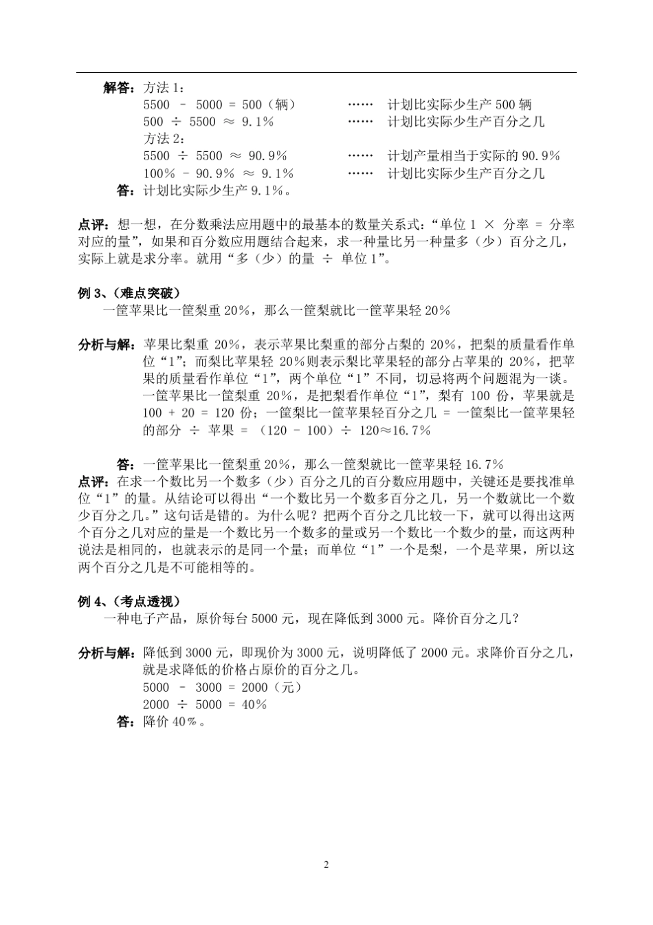 六年级百分数应用题解析_第2页