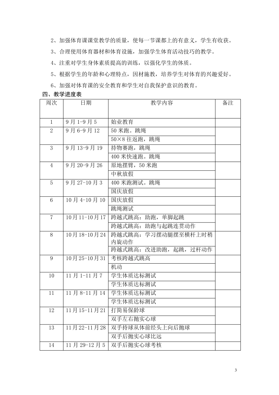 六年级第一学期体育与健康教案_第3页