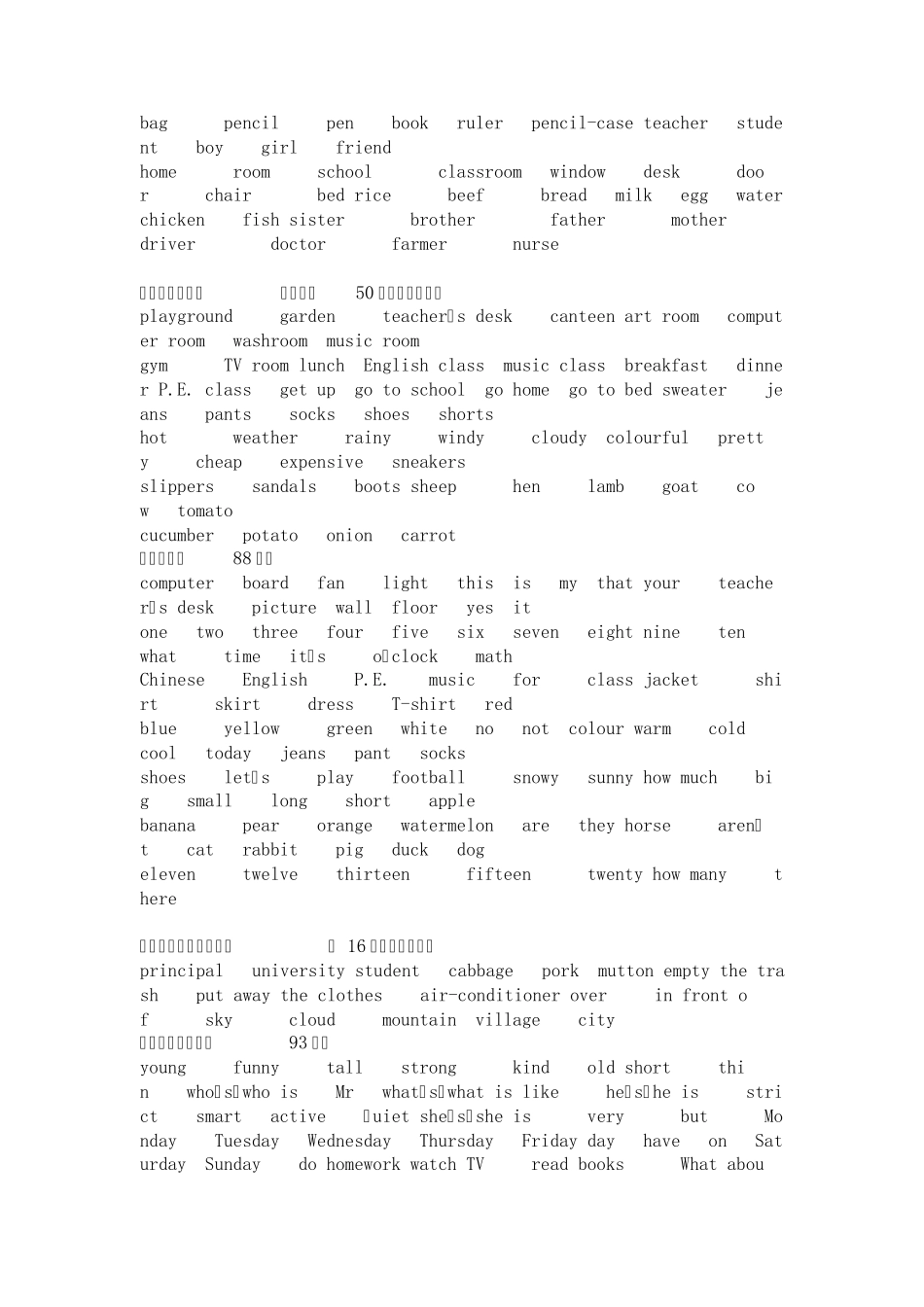 六年级英语总复习(单词和句子)_第2页