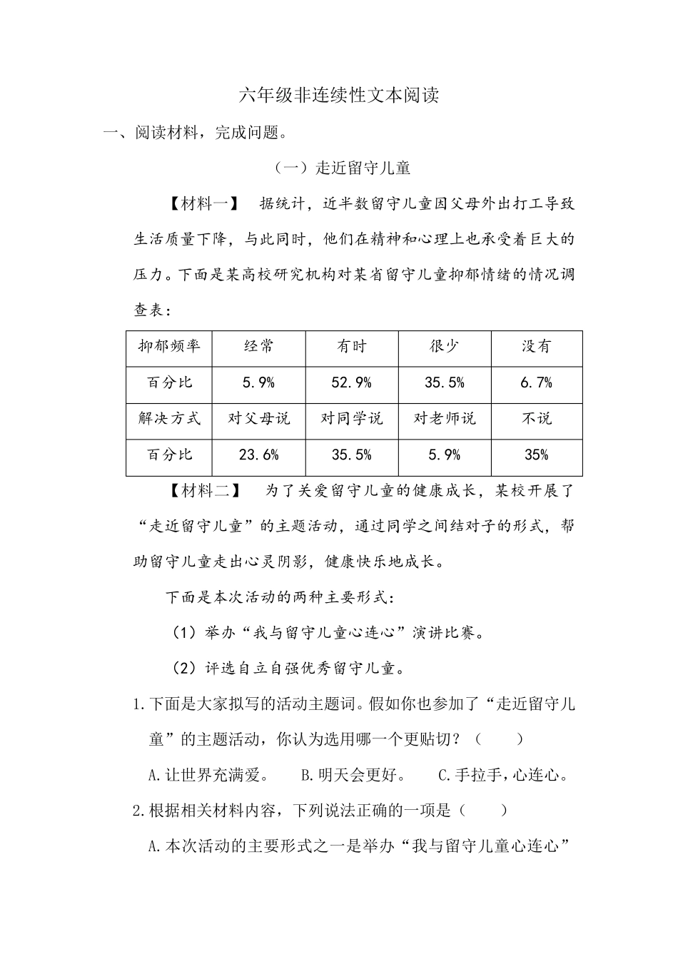 六年级非连续性文本阅读_第1页