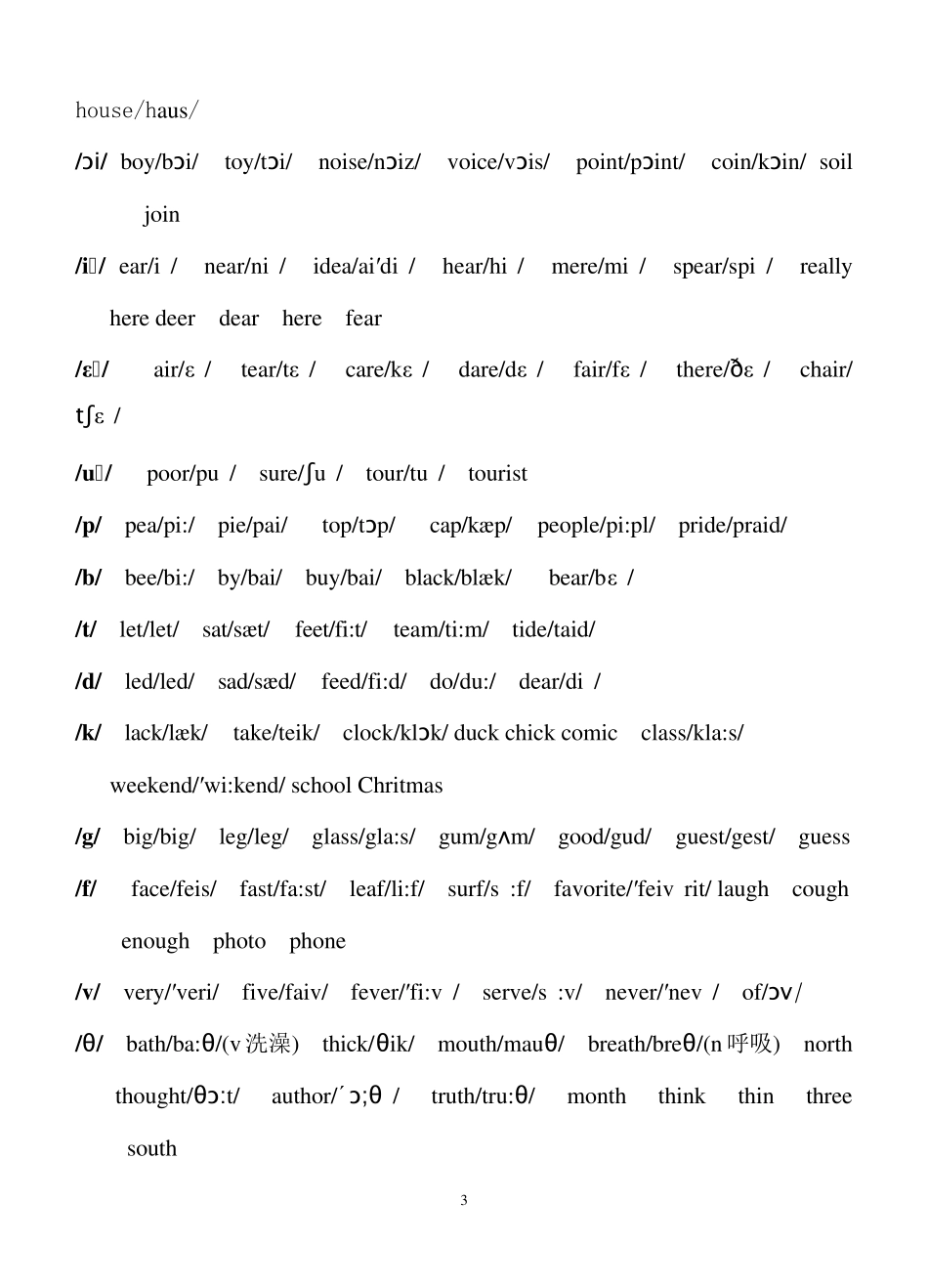 六年级音标练习卷_第3页
