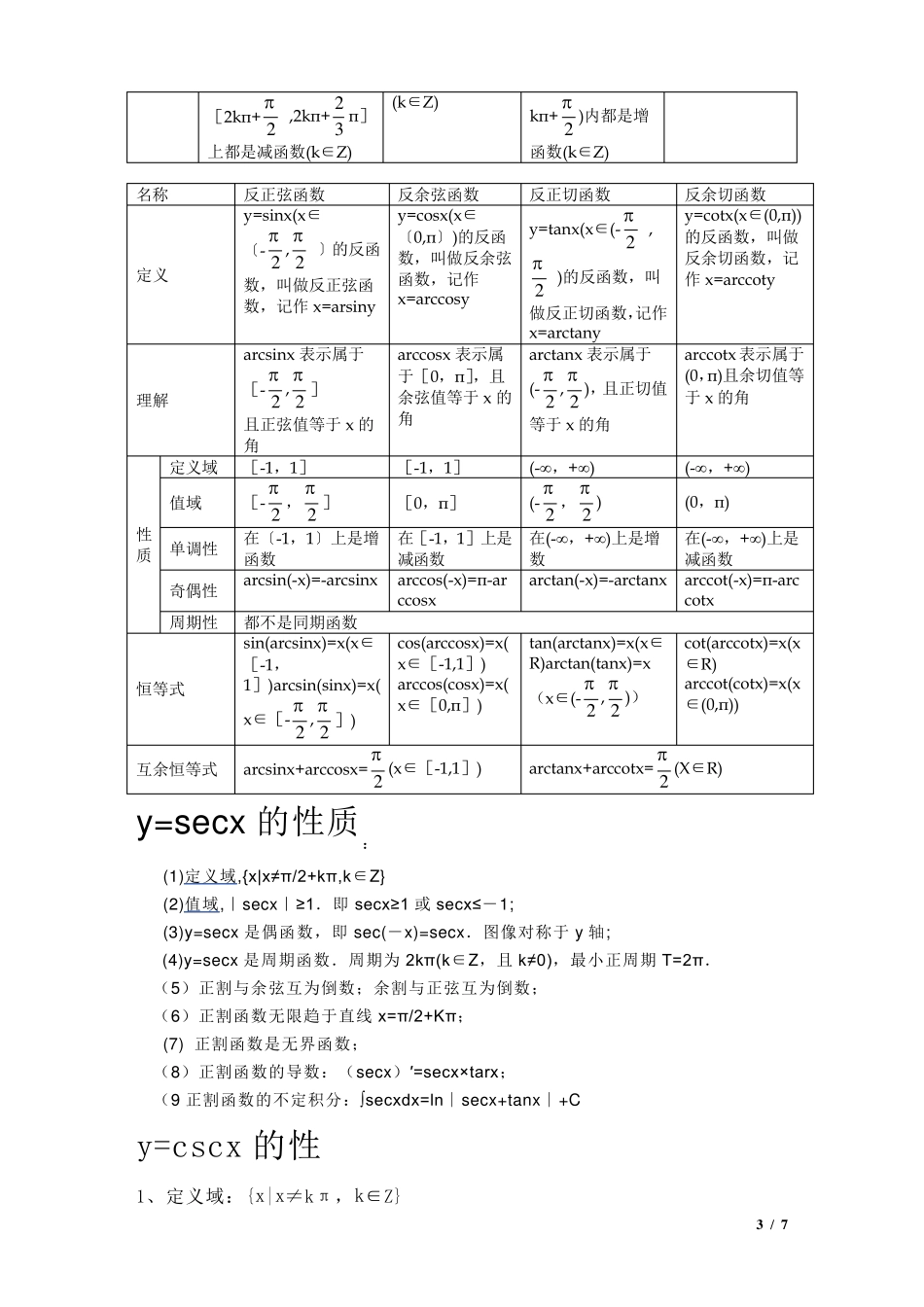 六种三角函数性质_第3页