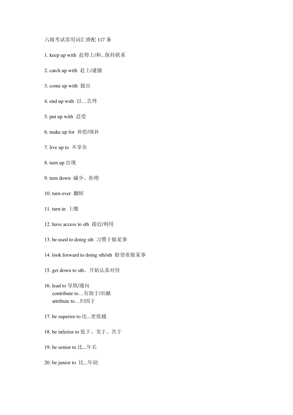 六级常用词汇搭配116条及详细解释_第1页