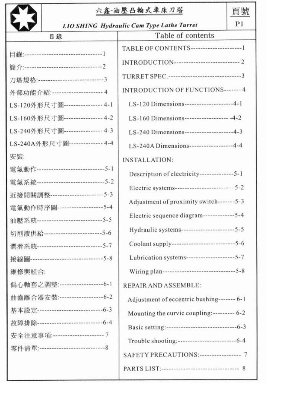 六鑫液压刀塔(LS120240液压刀架操作说明书)_第2页