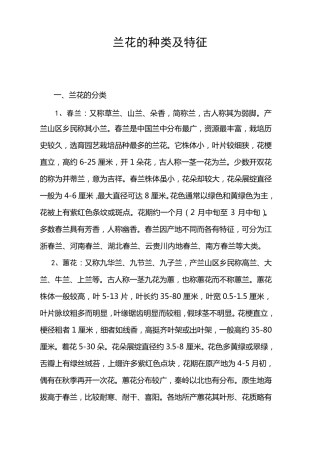 兰花的种类及特征