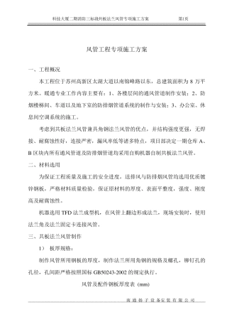 共板法兰风管工程专项施工方案