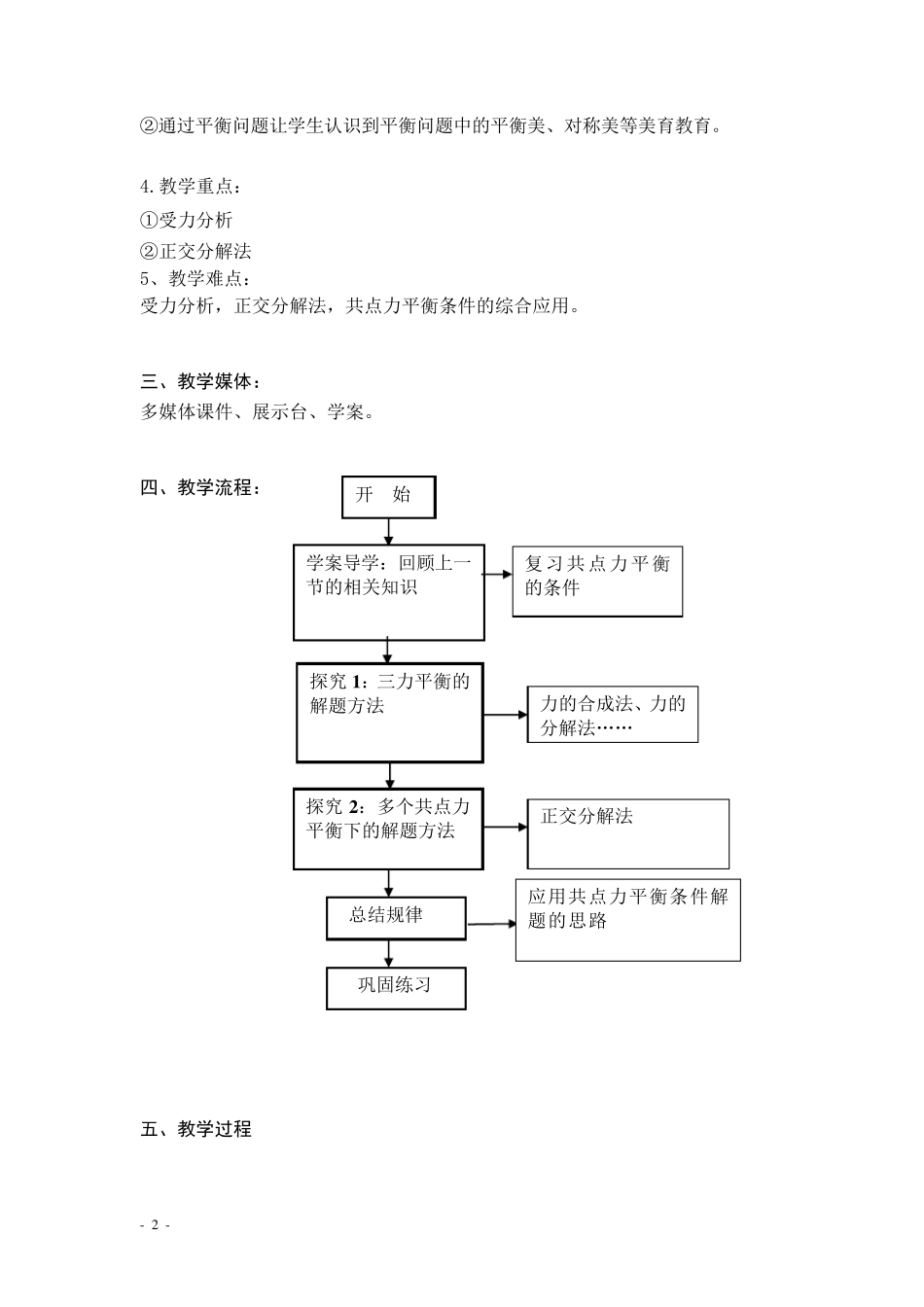 共点力平衡条件的应用(教学设计)_第2页