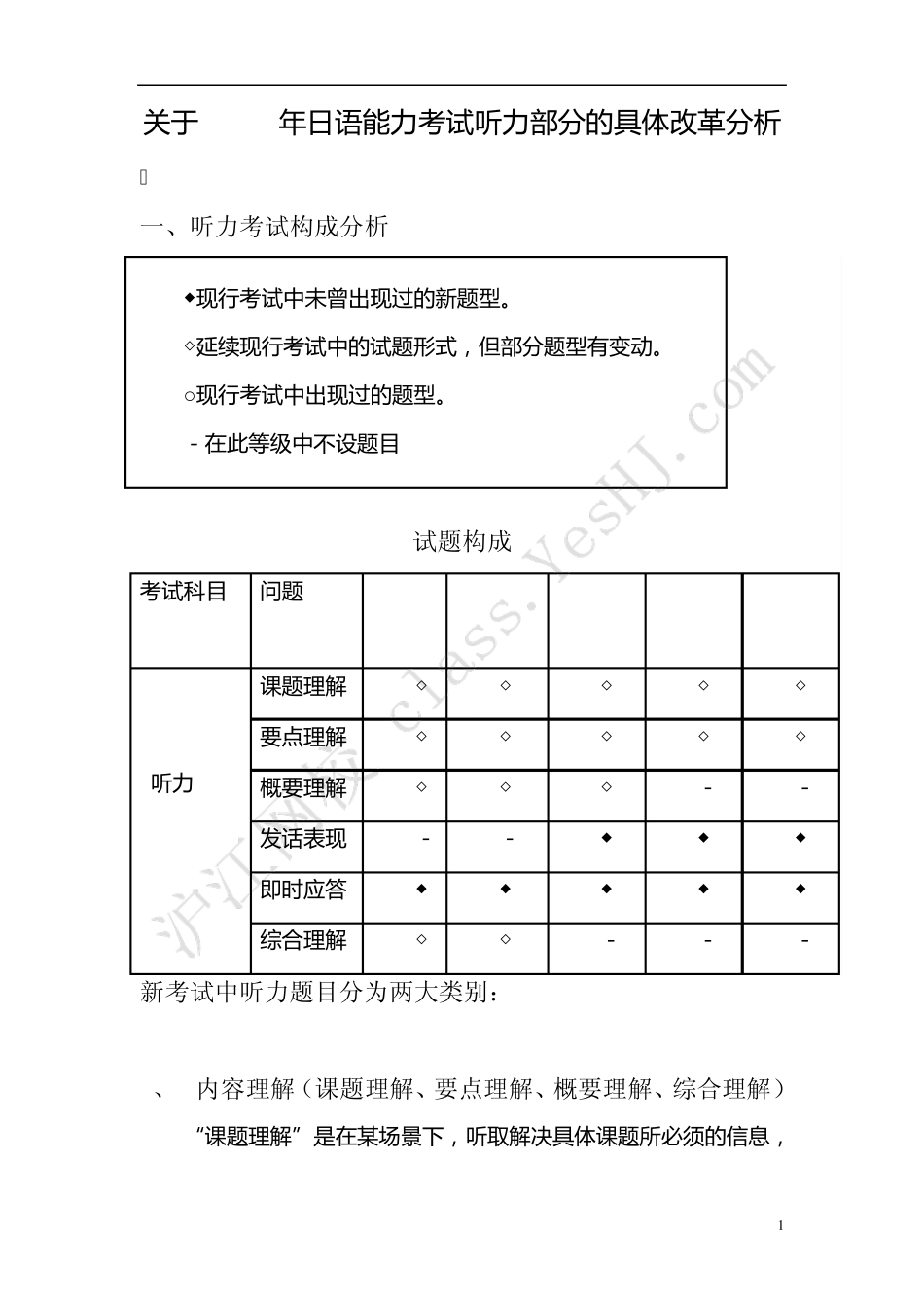 关于2010年日语能力考试听力部分的具体改革分析_第1页
