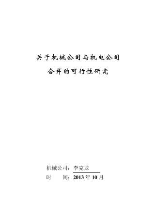 关于“X”与“Y”两家公司合并的可行性报告