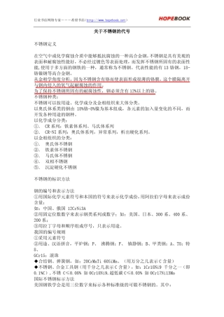 关于不锈钢代号