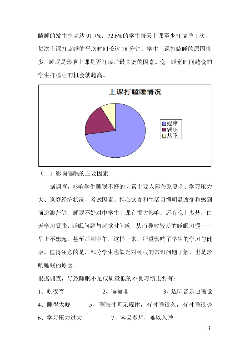 关于中学生睡眠情况的调查报告_第3页