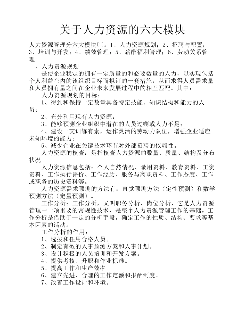关于人力资源的六大模块_第1页