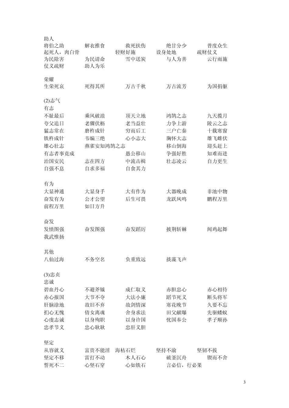 关于优秀品质的成语、故事、谚语_第3页