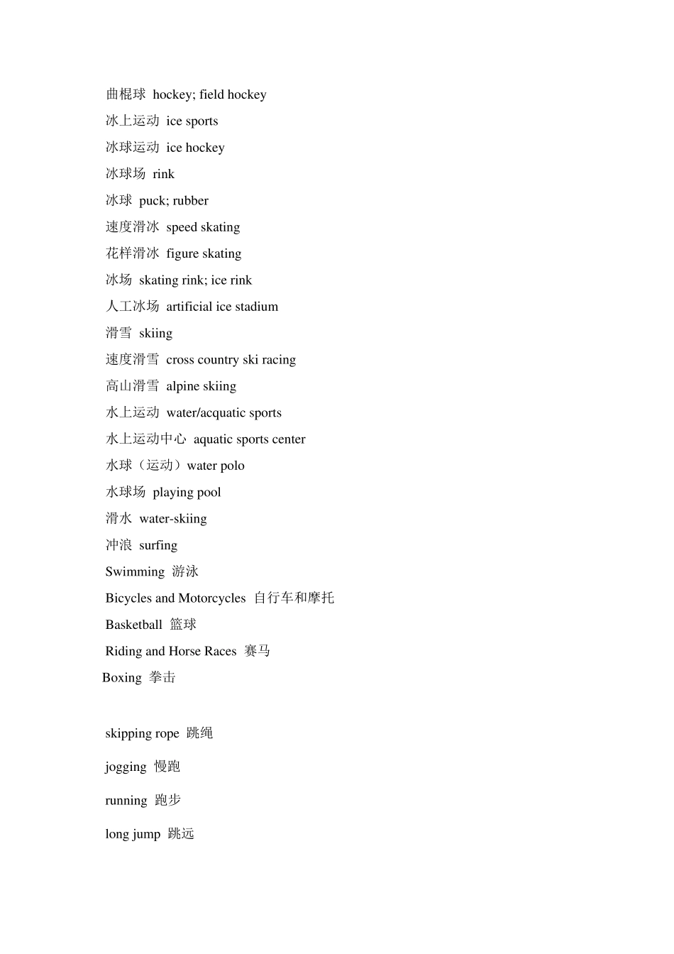 关于体育运动的英语单词_第2页