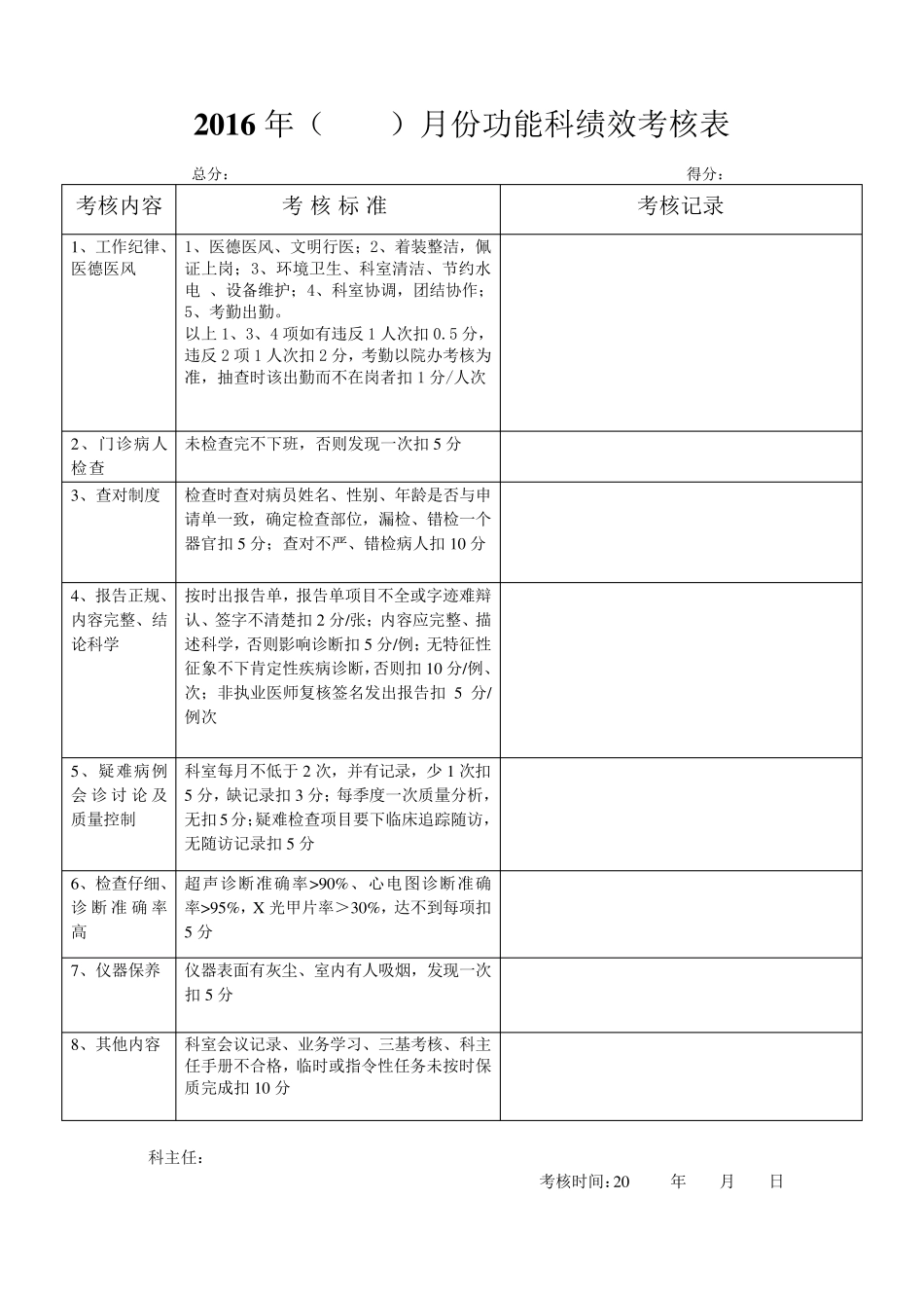 医技辅助科室绩效考核表_第2页