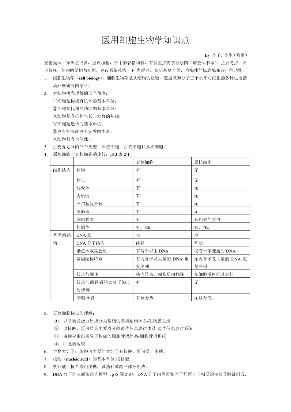 医用细胞生物学知识点_第1页