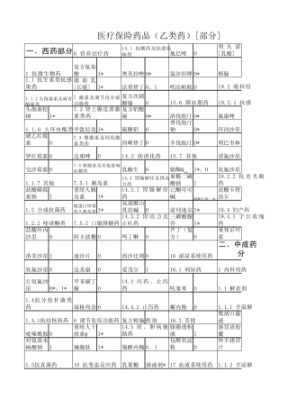 医疗保险药品乙类药