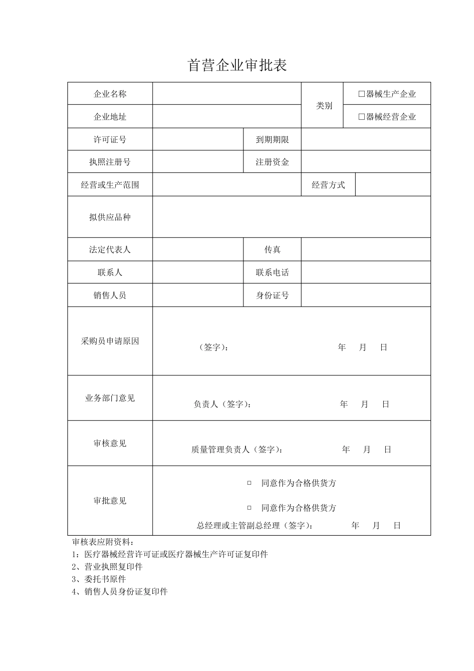 医疗器械经营企业质量管理表格_第1页