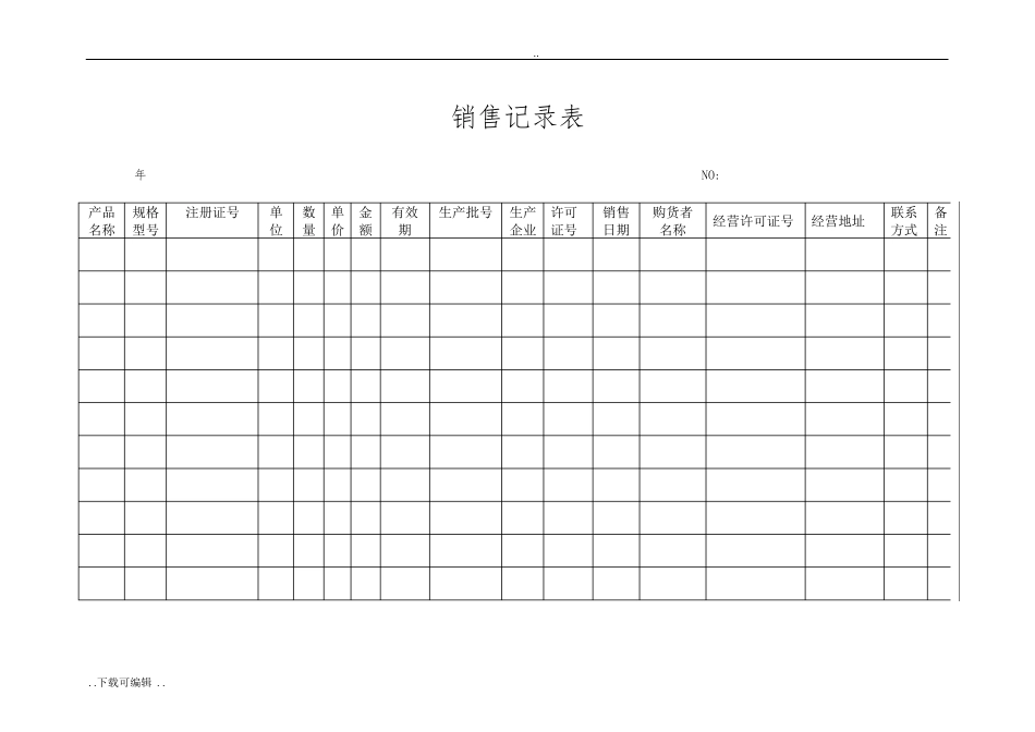 医疗器械记录表格模板_第3页