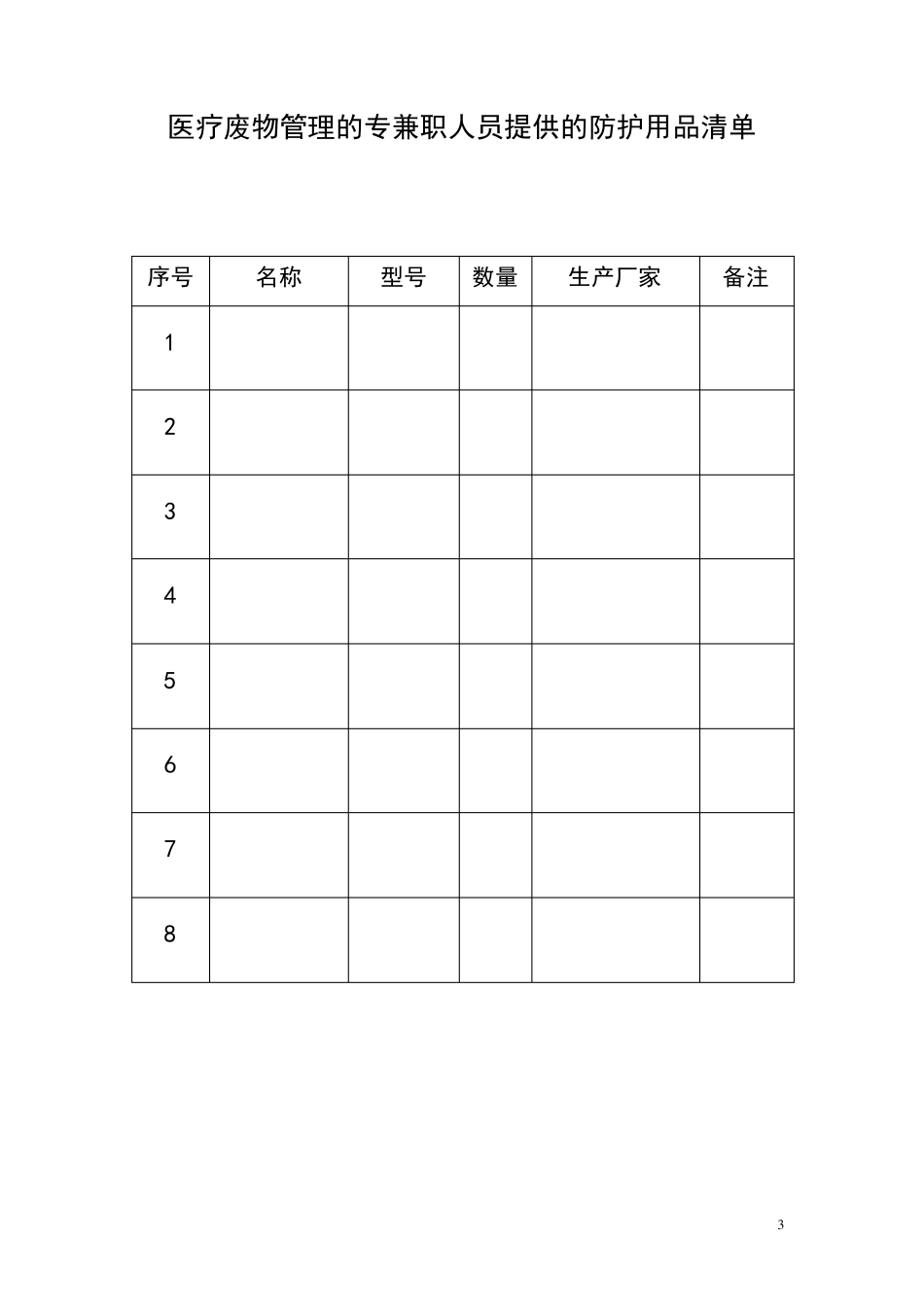 医疗废弃物管理台账资料_第3页
