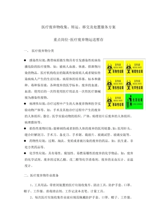 医疗废弃物收集、转运、移交及处置服务方案