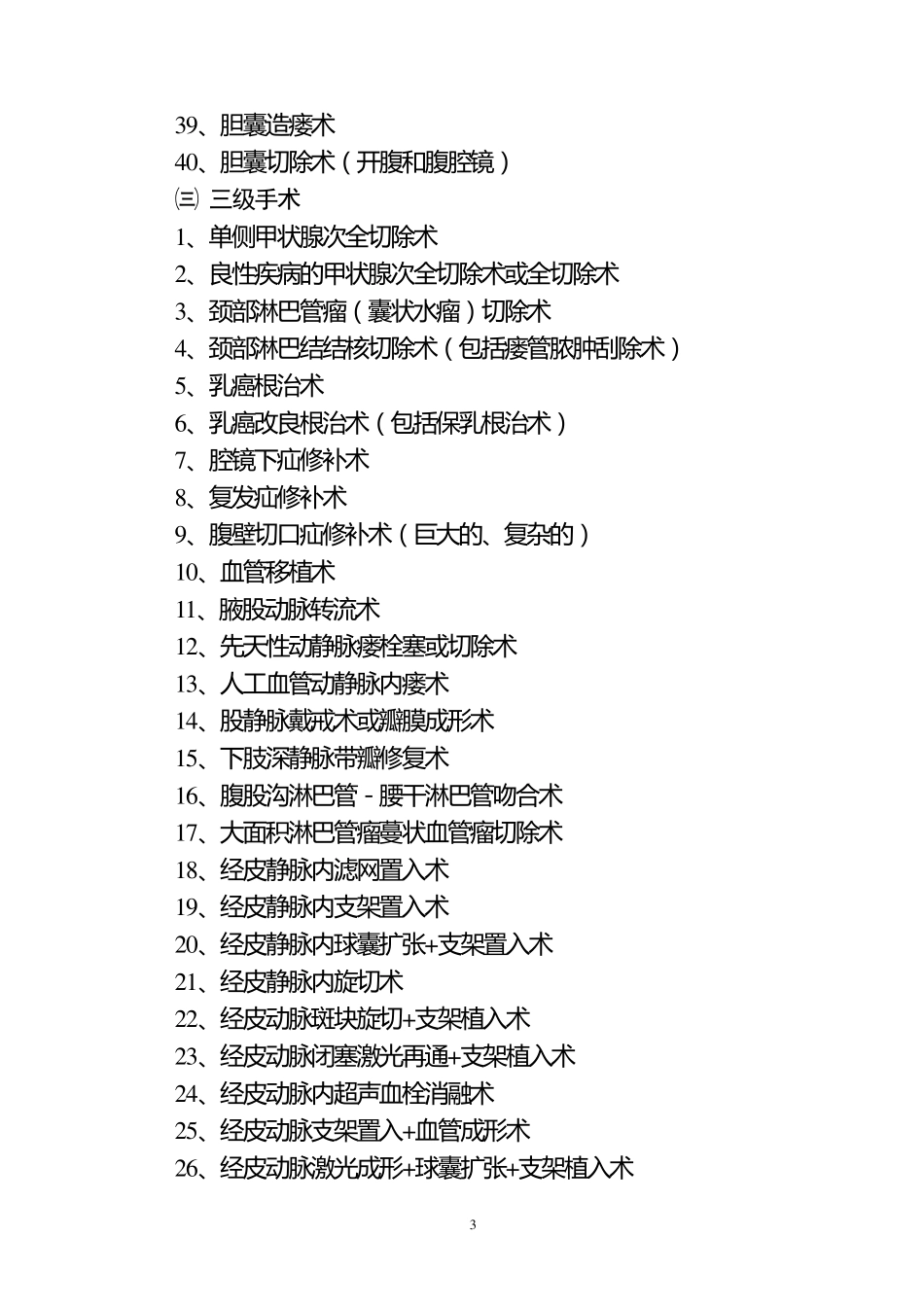 医疗机构手术分级目录_第3页