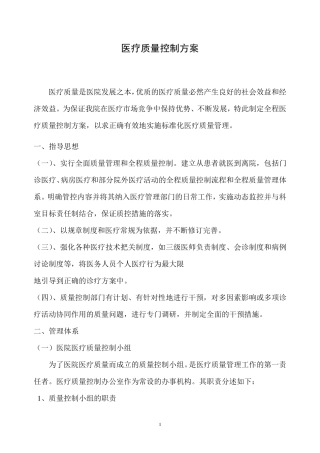 医疗质量控制的方案