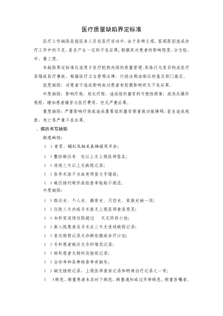 医疗质量缺陷界定标准