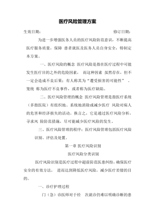 医疗风险管理方案