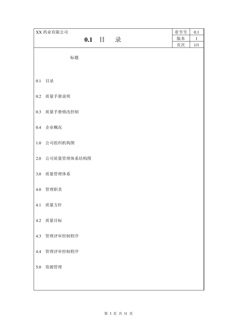 医药企业新版质量管理手册_第3页