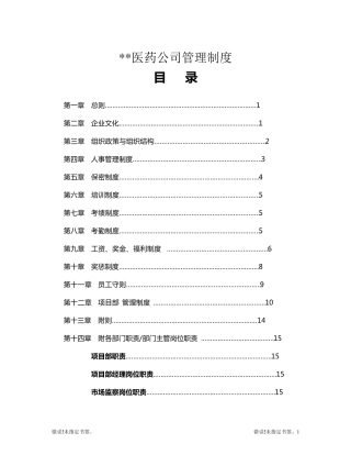 医药公司管理制度