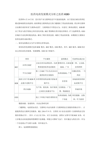 医药电商发展模式分析之医药O2O