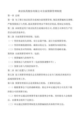 医院全面预算管理制度