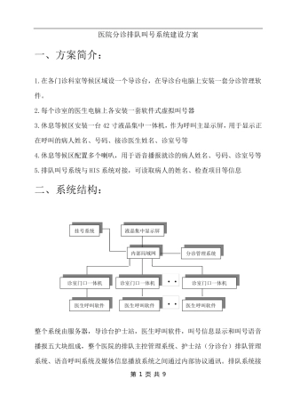 医院分诊排队叫号系统建设方案