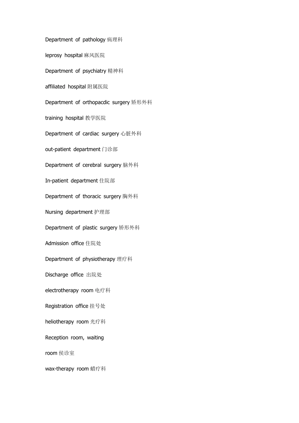 医院各科室的英文名称_第2页