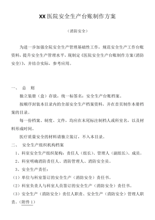 医院安全生产台账制作方案(消防安全)