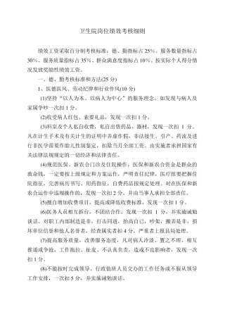 医院岗位绩效考核细则