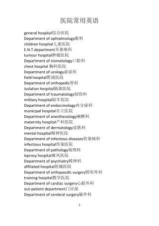 医院常用英语