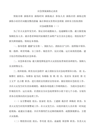 医院应急预案演练记录表