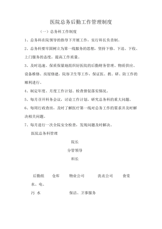 医院总务后勤工作管理制度