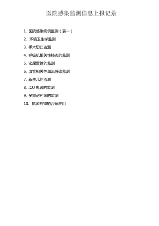 医院感染监测信息上报记录