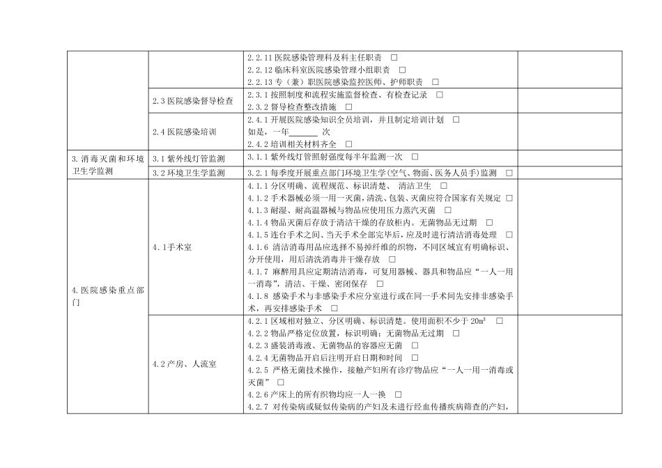 医院感染管理专项督导检查表(镇街卫生院)_第2页