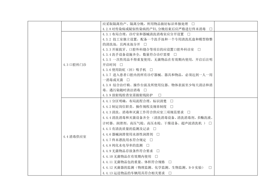 医院感染管理专项督导检查表(镇街卫生院)_第3页