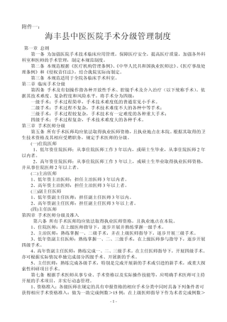 医院手术分级及管理制度