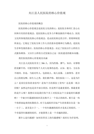 医院核心价值观s