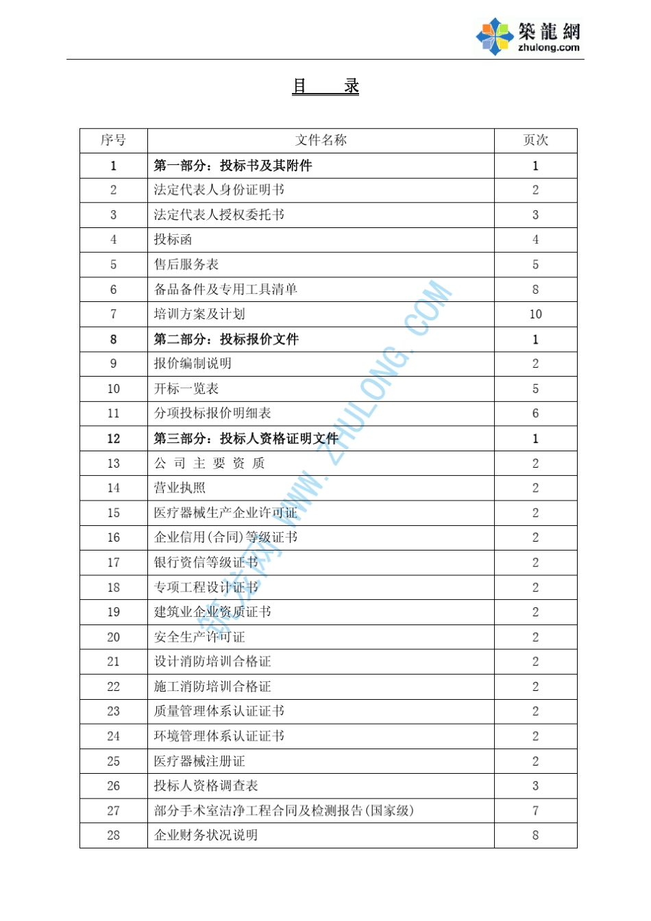 医院病房楼洁净工程投标书_第1页