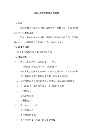 医院科室年度绩效考核制度